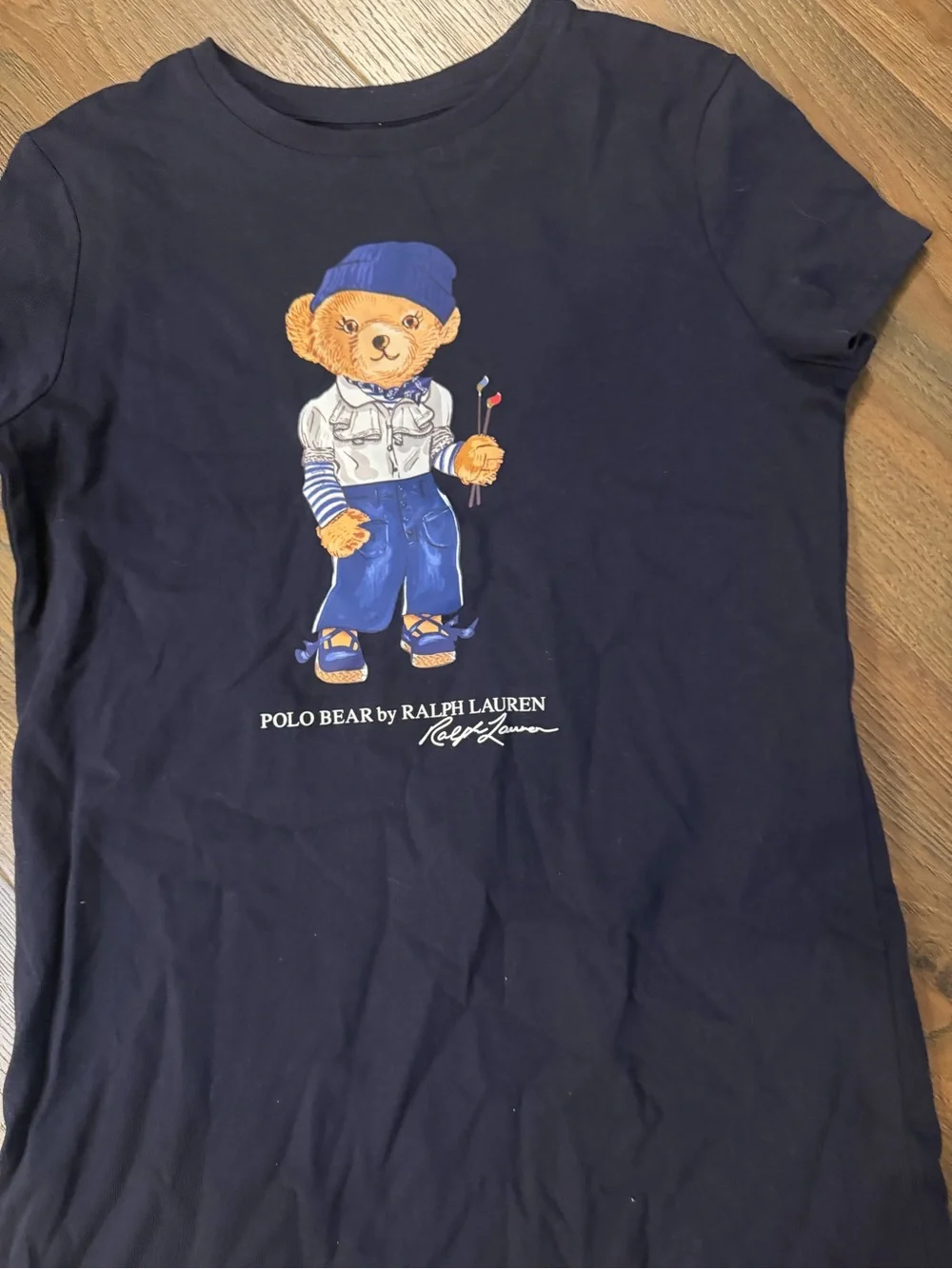 Ralph Lauren Navy Polo Bear Graphic Kids Tee Dress